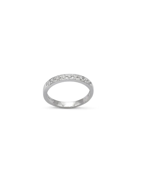 Anello Veretta a Fascia in Oro Bianco 18kt con Diamanti 0,15 ct