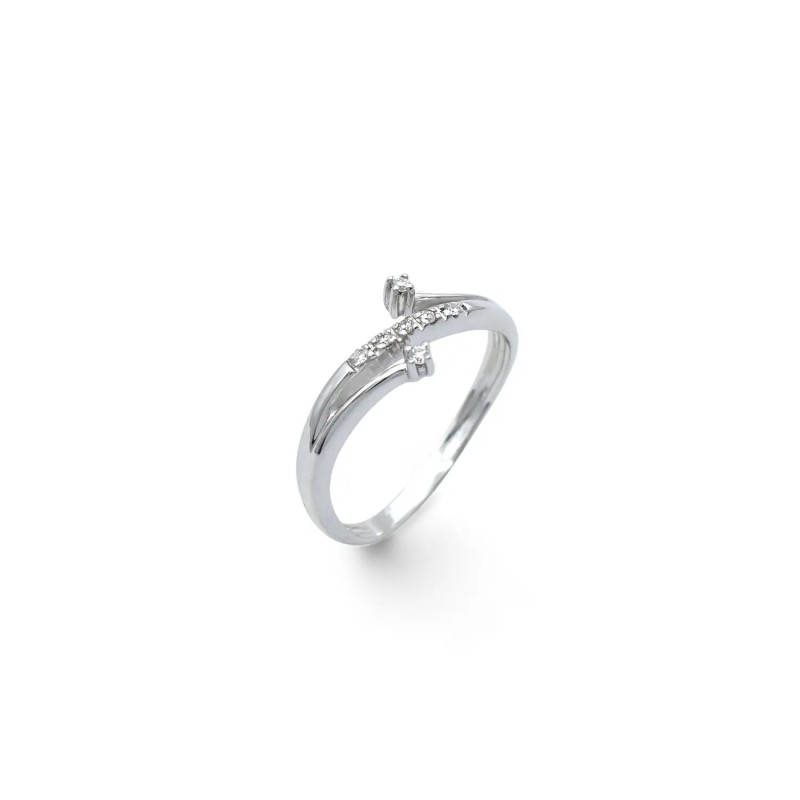 Anillo con diseño "Duo Flow" en oro blanco de 18 quilates con diamantes de 0,07 ct.