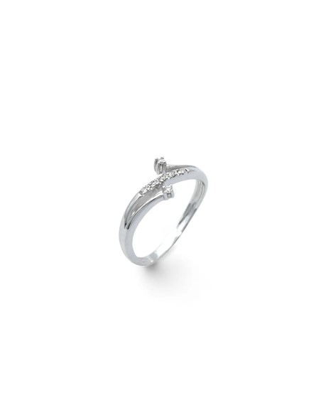 "Duo Flow" Design Ring in 18kt White Gold with 0.07 ct Diamonds