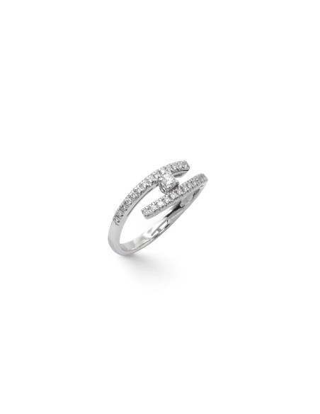Anello Design "Parallel Light" in Oro Bianco 18kt con Diamanti 0,40 ct