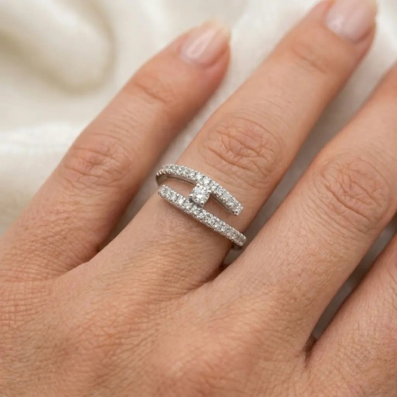 "Parallel Light" Design Ring in 18kt White Gold with 0.40 ct Diamonds