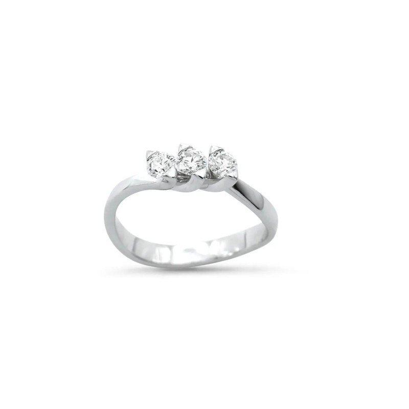 Anello Trilogy "Swirl of Love" in Oro Bianco 18kt con Diamanti 0,40 ct