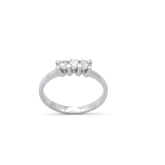 Anillo trilogía "Eterno" en oro blanco de 18 quilates con diamantes de 0,21 ct.