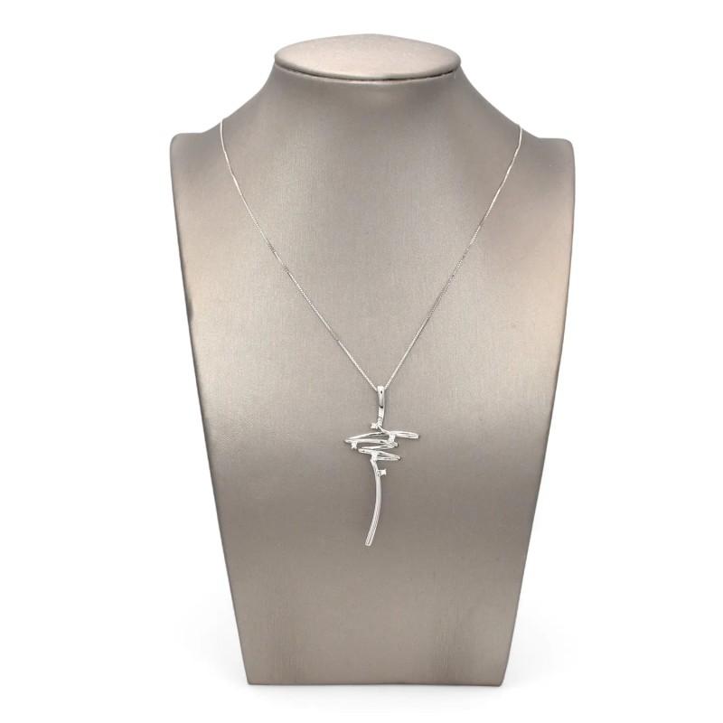 18kt White Gold Choker with Stylized Cross and 0.05ct Diamonds