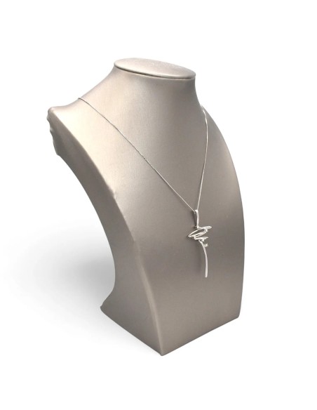 18kt White Gold Choker with Stylized Cross and 0.05ct Diamonds