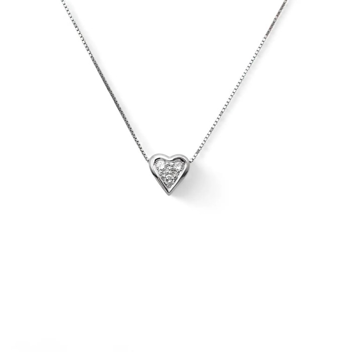 "Pure Heart" Necklace in 18kt White Gold with 0.09 ct Diamonds