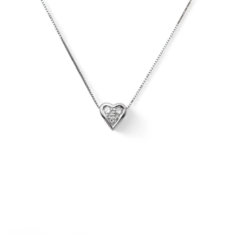 Halskette „Reines Herz“ aus 18-karätigem Weißgold mit 0,09 ct Diamanten