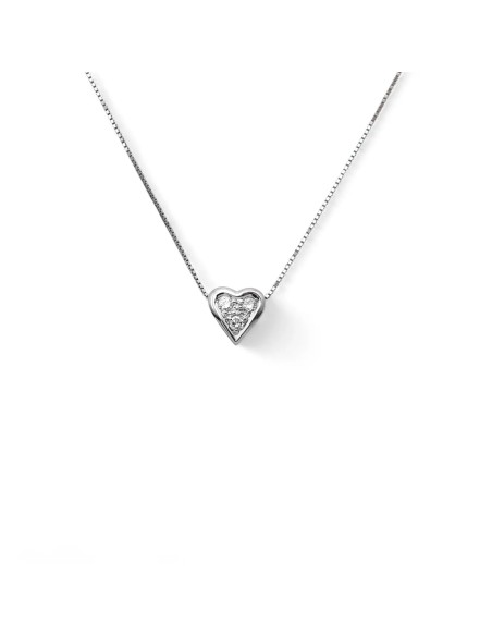 "Pure Heart" Necklace in 18kt White Gold with 0.09 ct Diamonds