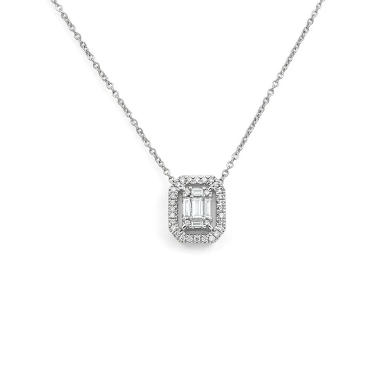 Halskette „Geometrische Eleganz“ aus 18-karätigem Weißgold mit 0,19 ct Diamanten