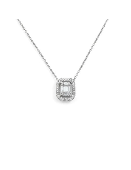 Halskette „Geometrische Eleganz“ aus 18-karätigem Weißgold mit 0,19 ct Diamanten