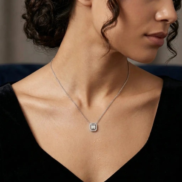 Collar "Elegancia Geométrica" ​​en oro blanco de 18 quilates con diamantes de 0,19 ct. 2