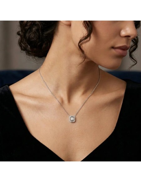 Halskette „Geometrische Eleganz“ aus 18-karätigem Weißgold mit 0,19 ct Diamanten