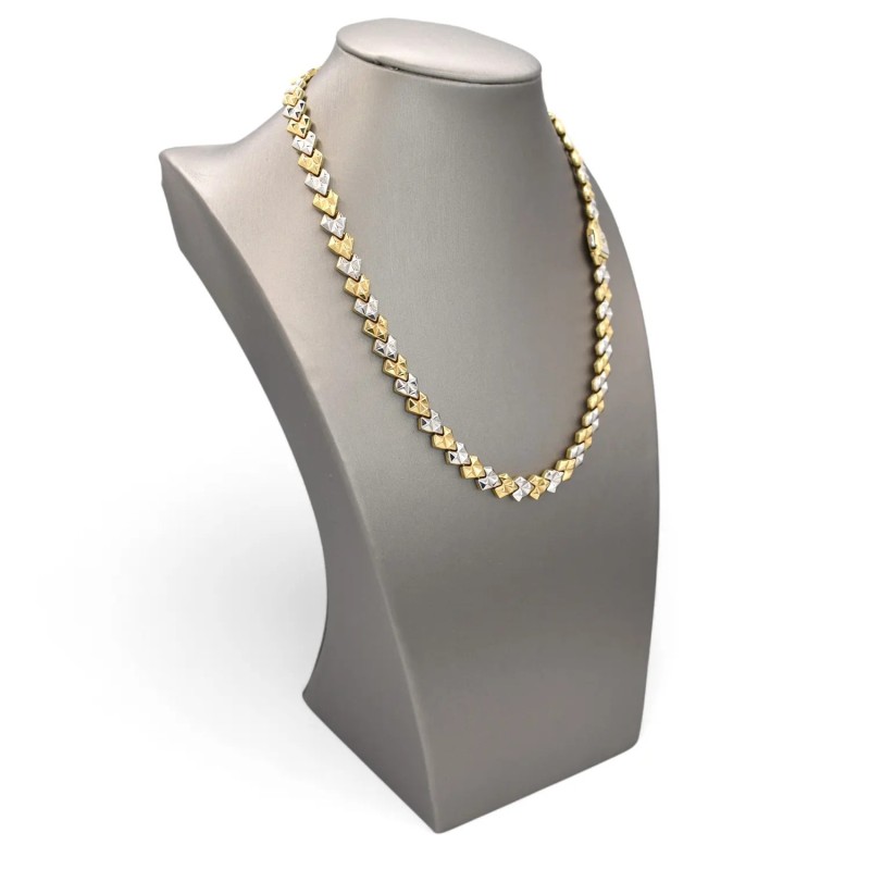 "Bicolor Prism" Necklace in 18kt Yellow and White Gold with 0.01 ct Diamond