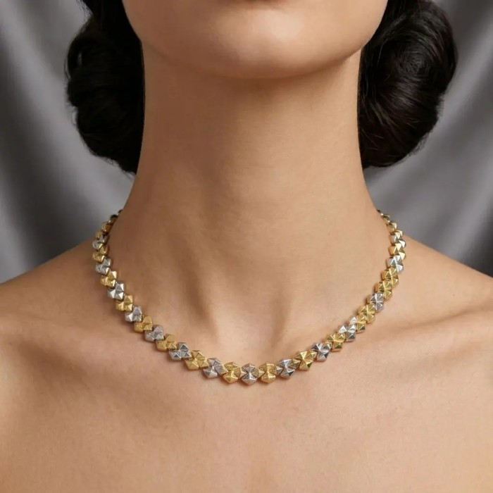 "Bicolor Prism" Necklace in 18kt Yellow and White Gold with 0.01 ct Diamond 2