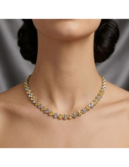 Collana "Bicolor Prism" in Oro Giallo e Bianco 18kt con Diamante 0,01 ct