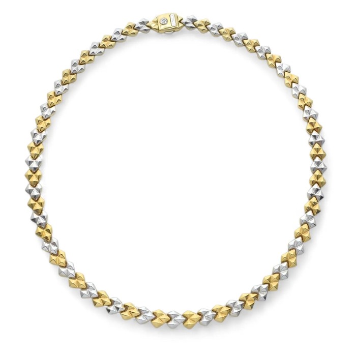 Collar "Prisma Bicolor" en oro amarillo y blanco de 18 quilates con diamante de 0,01 ct.