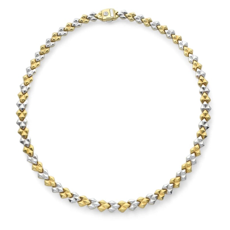Collana "Bicolor Prism" in Oro Giallo e Bianco 18kt con Diamante 0,01 ct
