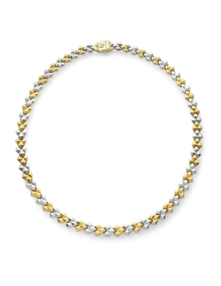 Collar "Prisma Bicolor" en oro amarillo y blanco de 18 quilates con diamante de 0,01 ct.