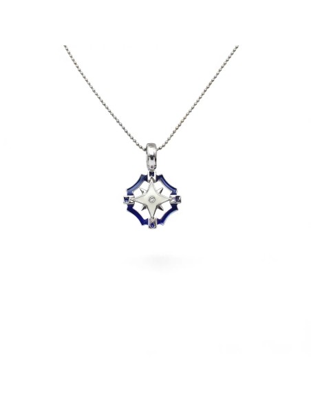 Unisex "Compass Rose" Choker in 18kt White Gold with Enamel and Diamond