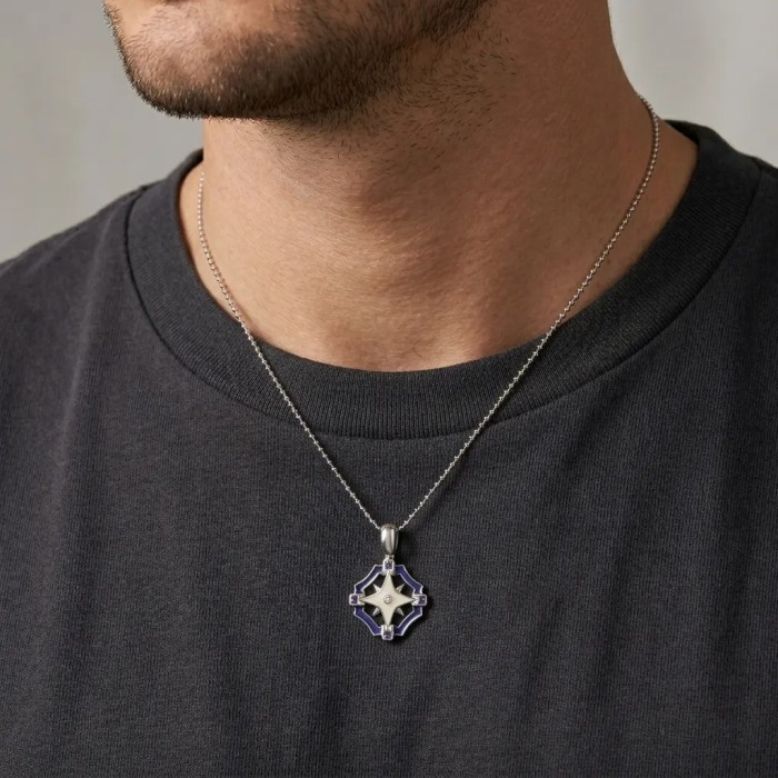 Unisex "Compass Rose" Choker in 18kt White Gold with Enamel and Diamond 2