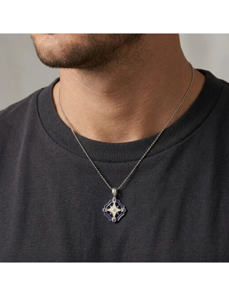 Unisex "Compass Rose" Choker in 18kt White Gold with Enamel and Diamond
