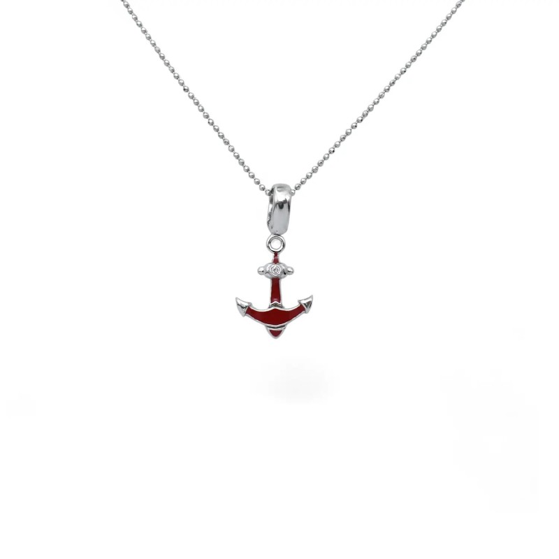 Unisex-Choker aus 18-karätigem Weißgold mit roter Emaille und Diamanten