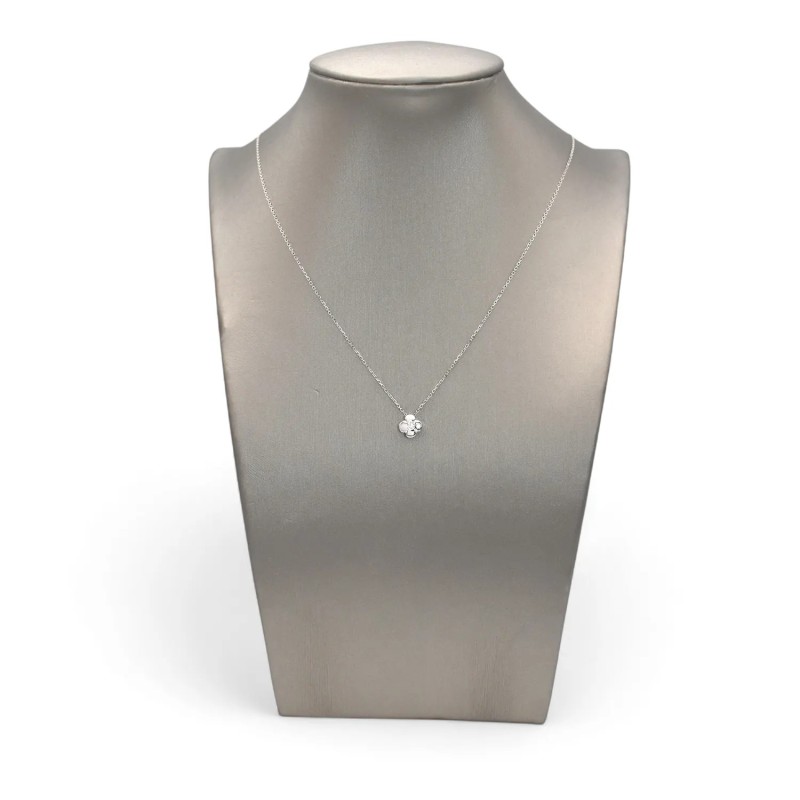 Girocollo "Lucky Bloom" in Oro Bianco 18kt con Quadrifoglio e Diamante