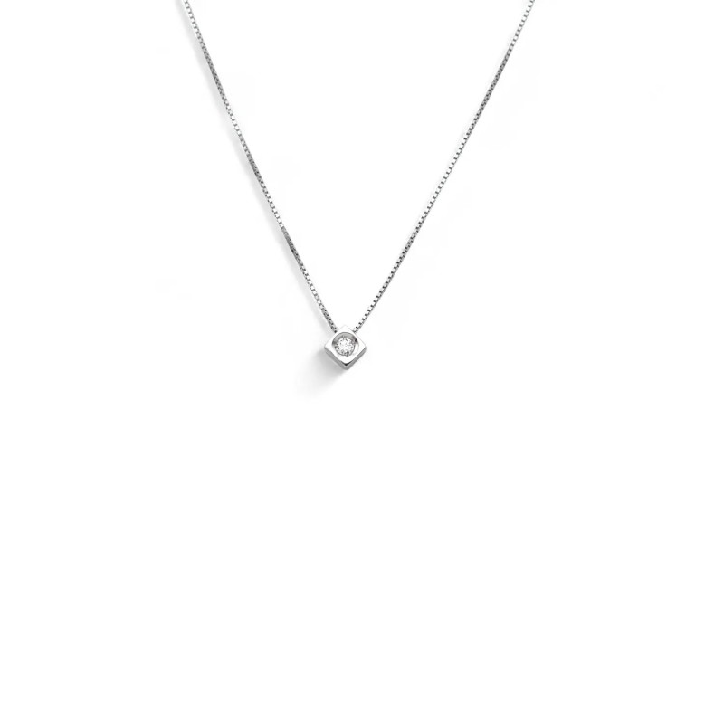 Girocollo Punto Luce "Essential Brilliance" in Oro Bianco 18kt e Diamante 0,02 ct