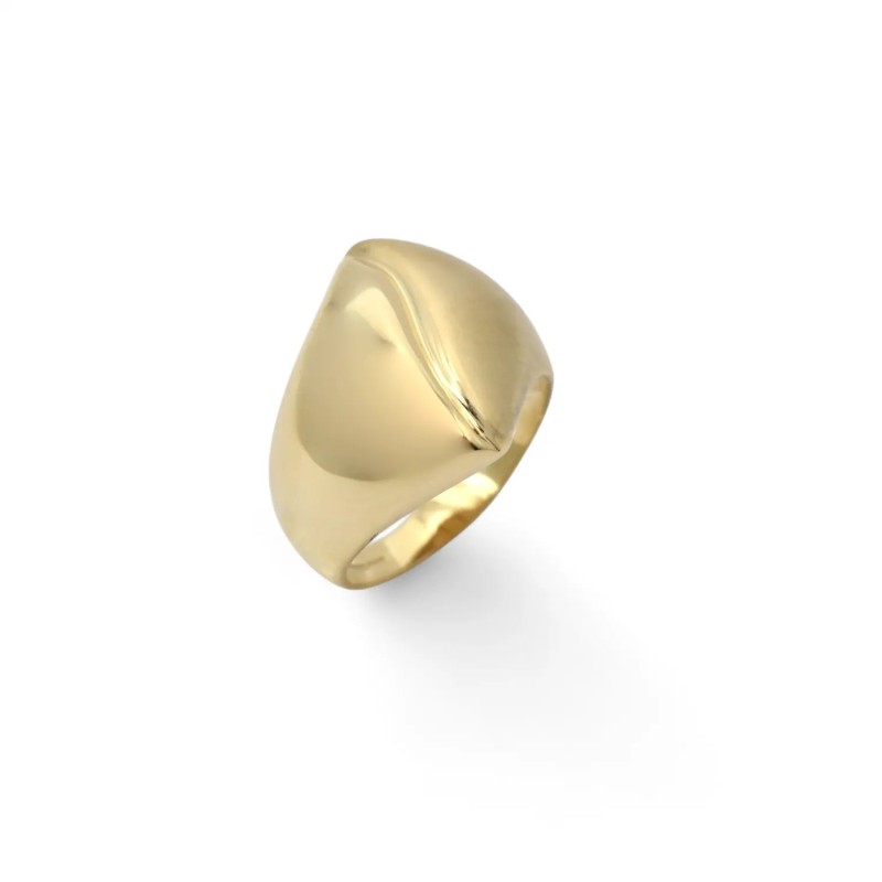 "Texture Contrast" Sculptural Ring in 18kt Yellow Gold - Satin and Polished Finish