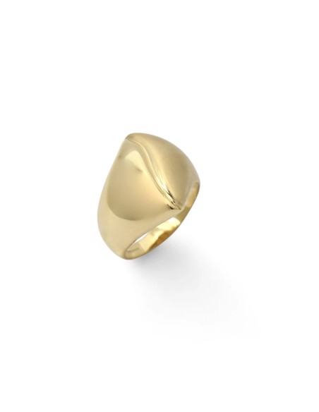 Anello Scultoreo "Texture Contrast" in Oro Giallo 18kt - Finitura Satinata e Lucida