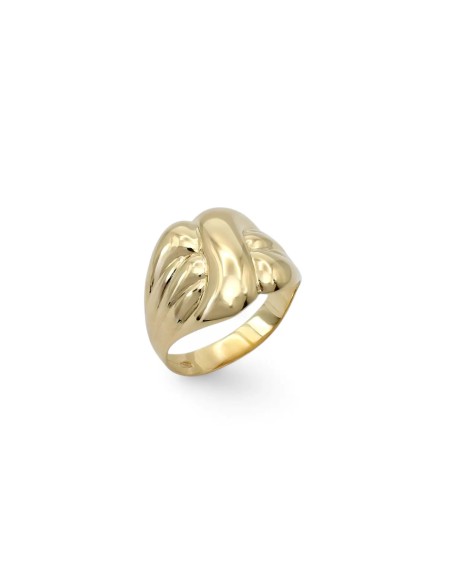 Anillo de oro amarillo de 18 quilates con banda abovedada "Ribbon Wave".