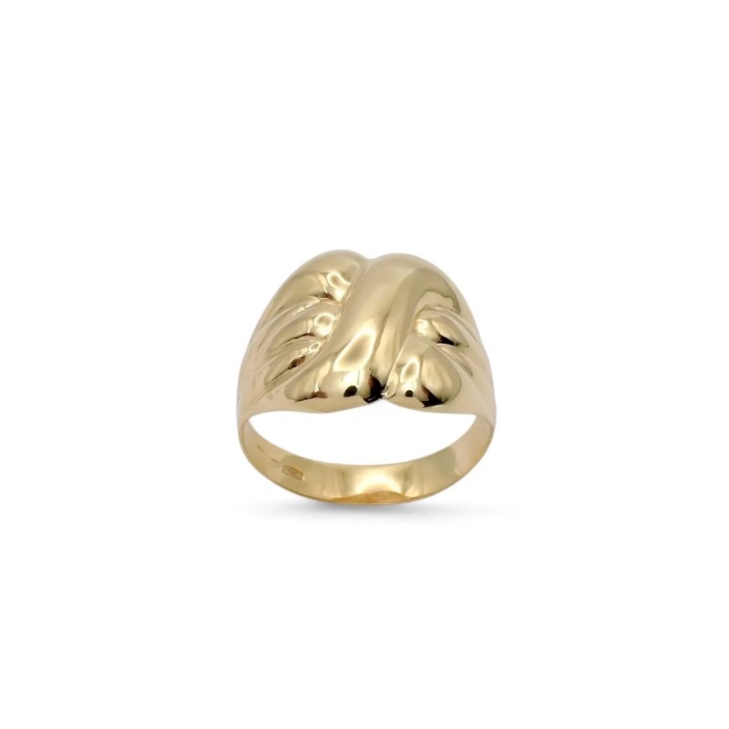Anillo de oro amarillo de 18 quilates con banda abovedada "Ribbon Wave".