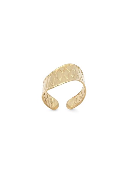 Anello Fascia Aperta "Diamond Texture" in Oro Giallo 18kt