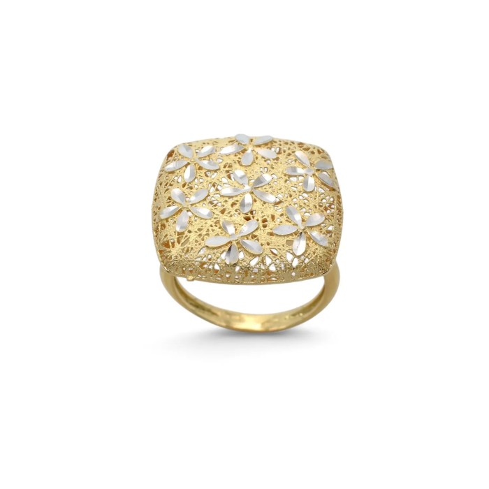 Anello "Fiori di Luce" in Oro Bicolore 18kt - Design Traforato