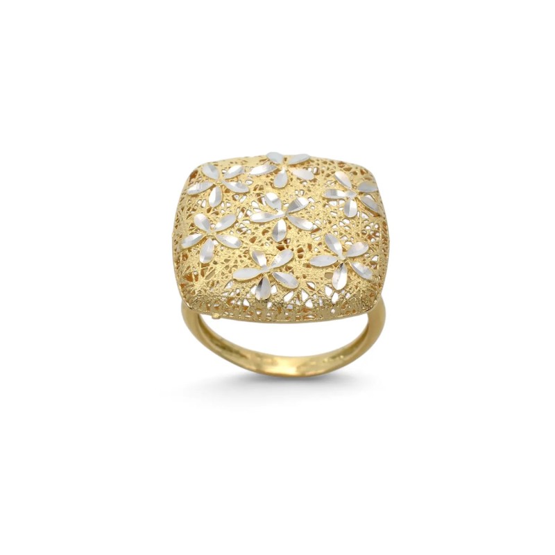 Anello "Fiori di Luce" in Oro Bicolore 18kt - Design Traforato