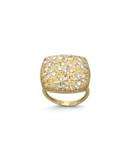 Anillo "Fiori di Luce" en oro bicolor de 18 quilates - Diseño calado