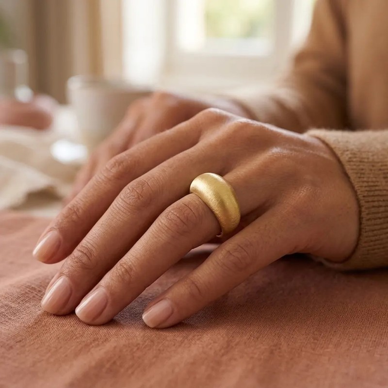 "Silk Dome" Ring in 18kt Yellow Gold - Satin Finish