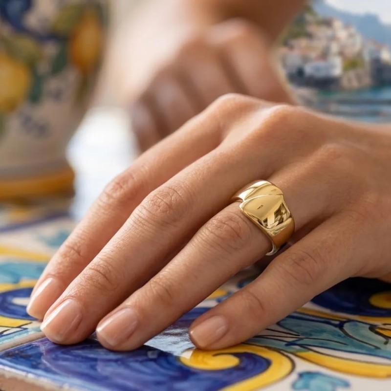 Anillo "Minimal Wrap" en oro amarillo de 18 quilates - Acabado pulido espejo