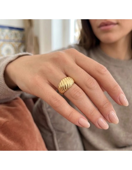 Anello Fascia "Sinuous Waves" in Oro Giallo 18kt