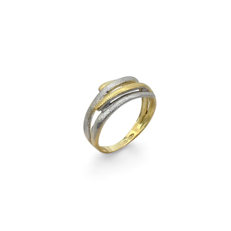 Ring „Luce Bicolor“ aus 18-karätigem Weiß- und Gelbgold – Diamantstruktur