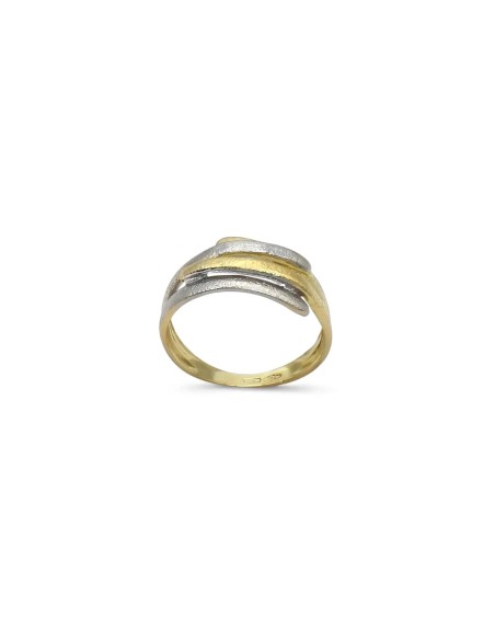 Anello "Luce Bicolor" in Oro Bianco e Giallo 18kt - Texture Diamantata