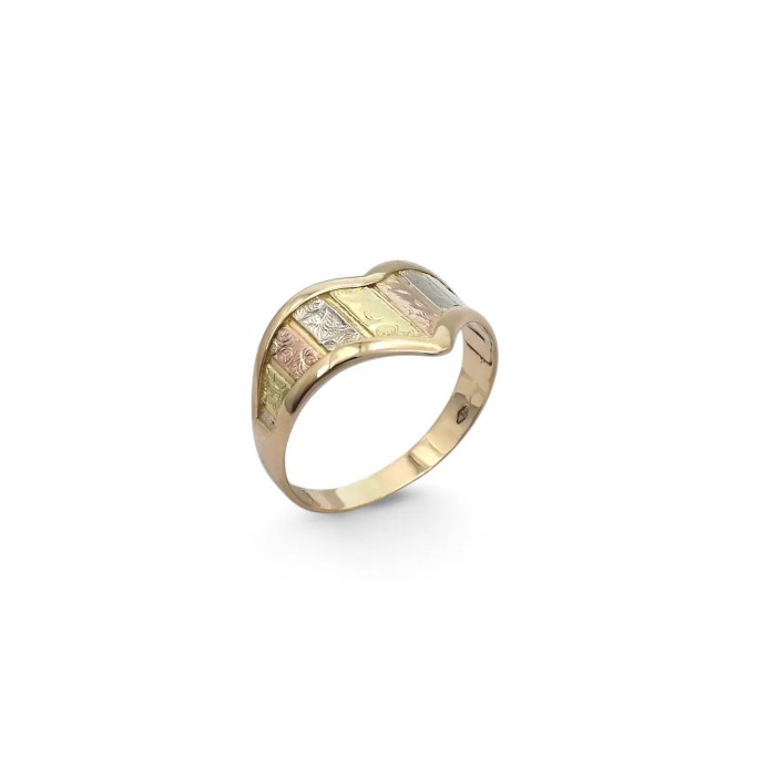 Anello "Bouquet Tricolore" in Oro 18kt con Cesellature Ornamentali