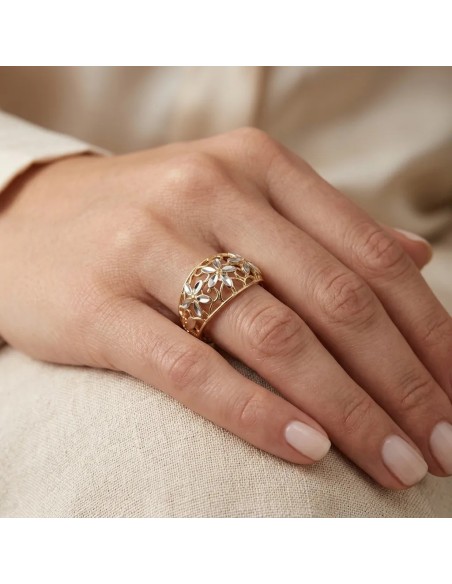 Anello Fascia "Primavera" in Oro Bicolor 18kt