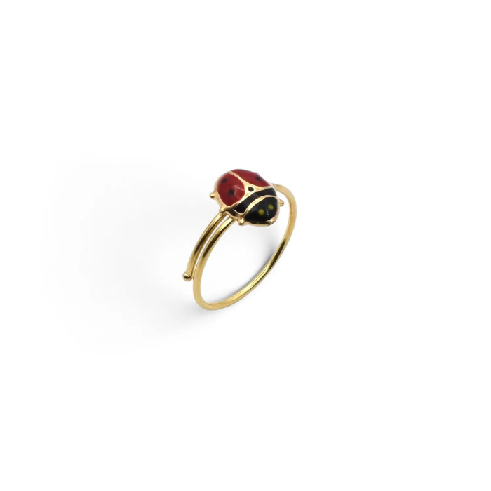 Anello "Portafortuna" in Oro Giallo 18kt con Coccinella