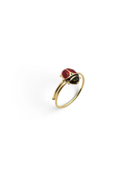 Anillo "Amuleto de la Suerte" de oro amarillo de 18 quilates con mariquita