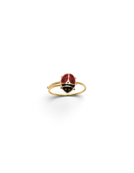 Ring aus 18-karätigem Gelbgold mit Marienkäfermotiv „Glücksbringer“