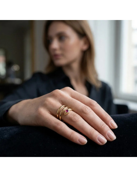 Ring aus 18-karätigem Gelbgold mit spiralförmigem Schlangenmotiv