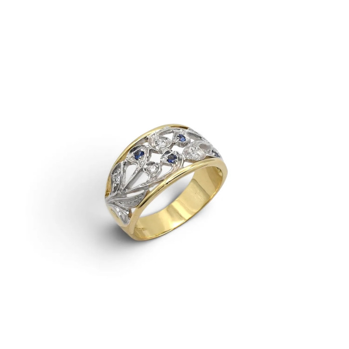 Anello Fascia "Notte Stellata" in Oro Bicolore e Zirconi