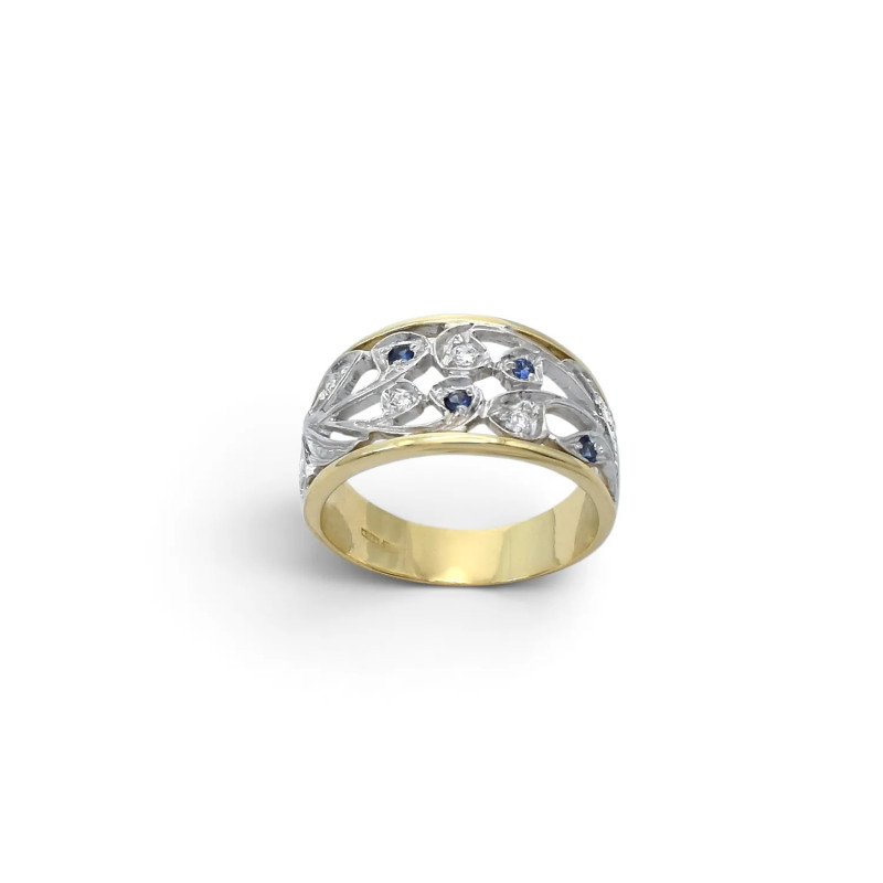 Anello Fascia "Notte Stellata" in Oro Bicolore e Zirconi