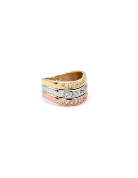 Anello "Armonia Tricolore" in Oro 18kt e Zirconi